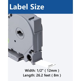 Msudoku 12mm 0.47 x 26.2 Laminated White TZ Tape Compatible for Brother Label Maker Tape P Touch PTH110 PTD410 Cassette Tape, Black on White, 6-Pack