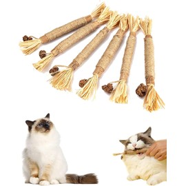 6 Pcs Juguetes para Gatos, Juguetes para Gatos Gato Catnip Dientes de Limpieza, Hierba Gatera Palitos para Masticar Limpieza de Dientes, Palitos Gato 