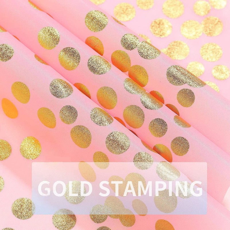 4 Pack Disposable Plastic Tablecloth, Gold Stamping Dot Rectangular Table