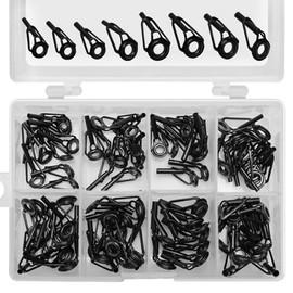 ieron 80 Pieces Fishing Rod Repair Kit 8 Sizes Rod Tip Repair Kit Iron Ceramic Ring Guide 8 Sizes Small Large Style (Black)