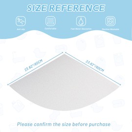 BWBIKE Loofah Corner Shower Mat Non-Slip Anti Mould Bath Mat 60 x 60 cm, Shower Mats for Indoor Outdoor Shower Quadrant Bath Mats with Drain Washable Sector Bath Mat for Bathroom Floor
