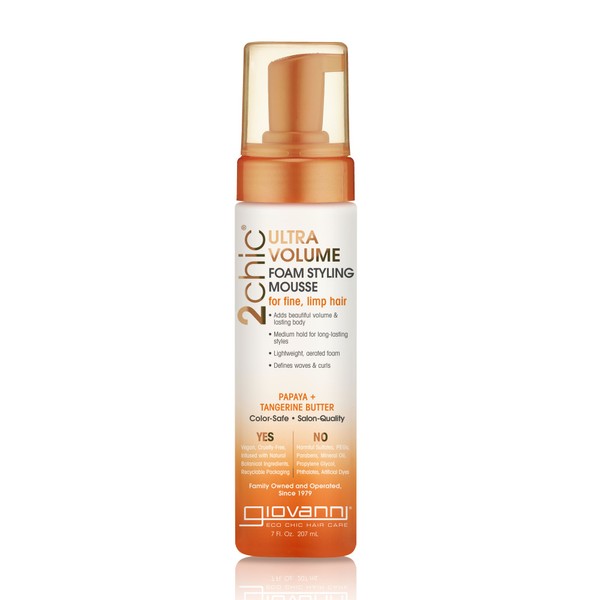 Giovanni 2Chic Tangerine and Papaya Butter Ultra-Volume Foam Styling Mousse 207ml