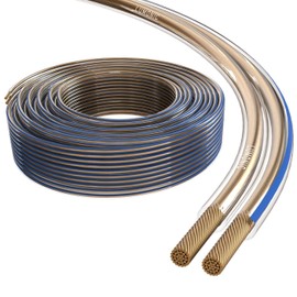 Lumonic Speaker Cable | 50 m Transparent | 2 x 0.5 mm² CCA | Blue Marking HiFi Speaker Cable | Audio Twin Cable