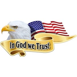 ProSticker 906V (One) American Pride Series in God We Trust Bald Eagle Decal Sticker (6X12)