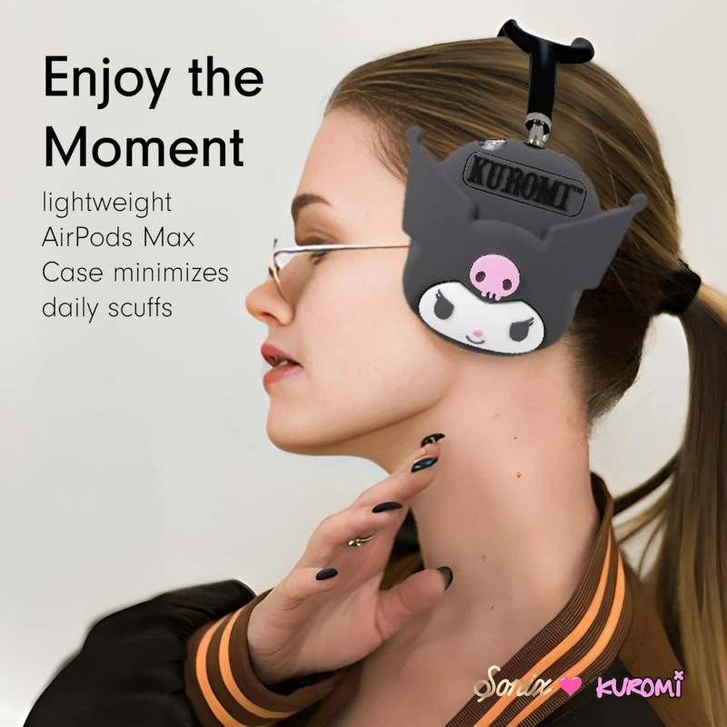 KUROMI Theme AirPods Max Case Cover,TPU Anti-Scratch Silicone Ear Cups