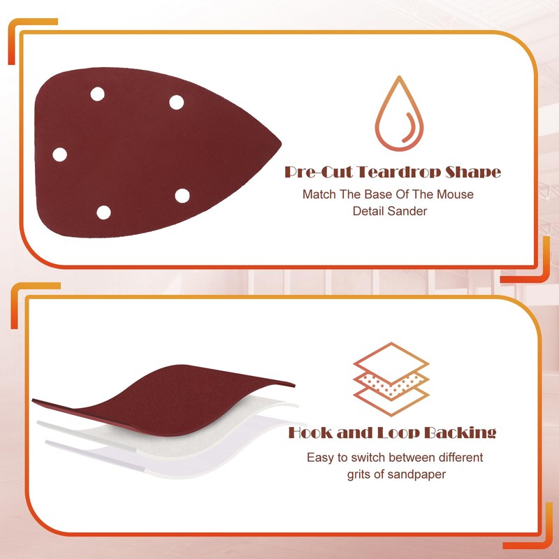 400 Grit Mouse Sander Sandpaper, Jamiikury 5 Hole Detail Sander