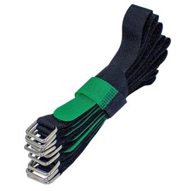 Lumonic 10 x Velcro Ties 300 x 20 mm Crossed Black Green - Reusable Cable Ties Made of Velcro Tape - For Attaching or Cable Management