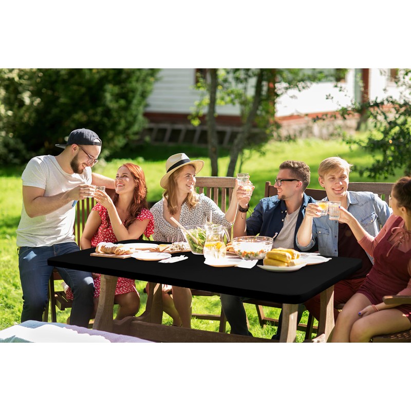 misaya Rectangle Vinyl Tablecloth, 6 Foot Elastic Fitted Table Cloth