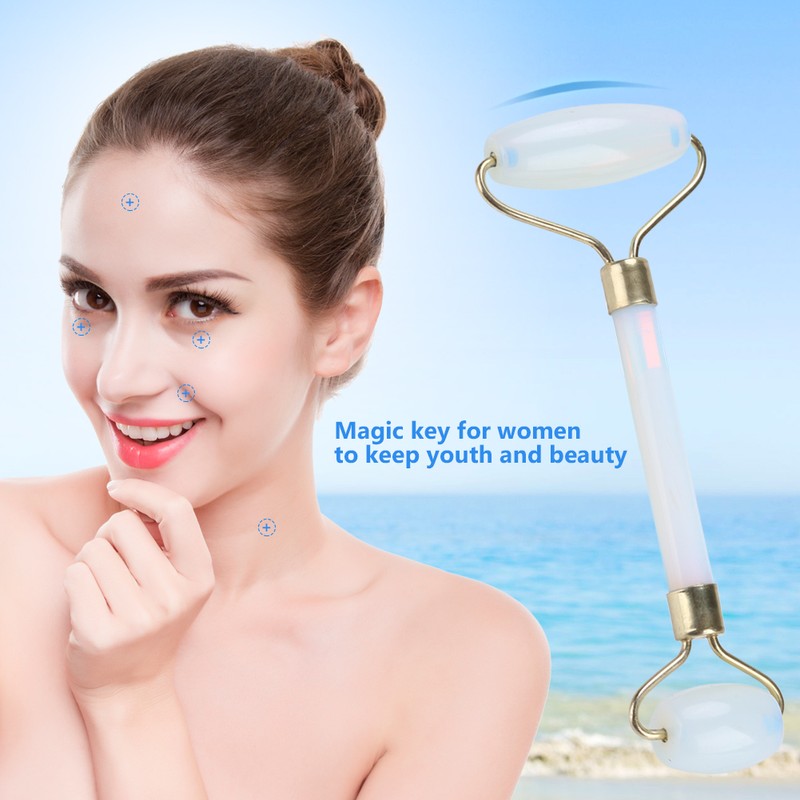 1Pc Artificial Jade Doublehead Beauty Roller AntiAging Face Eye Neck