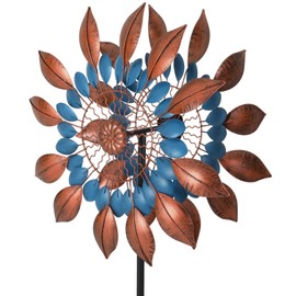 FAHKNS Garden Wind Spinners 360°, Outdoor Metal Windmill Yard Spinners 84 Inch Height Dual Directions Twin Rotor Wind with Kinetic, Wind Spinner Outdoor for Yard and Garden Art Decor