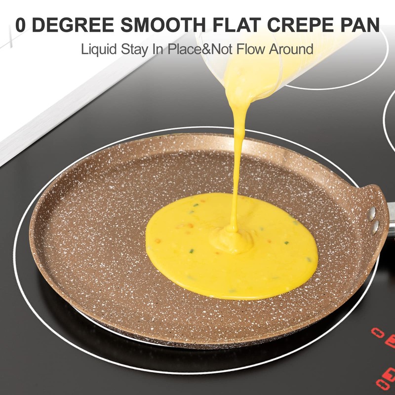 Innerwell Nonstick Crepe Pan, Granite Coating Flat Skillet Dosa Tawa