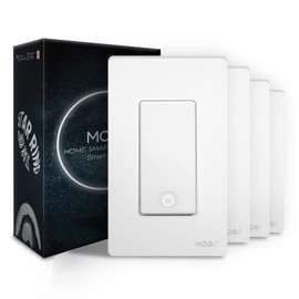 MOES - Interruptor de luz inteligente, WiFi de 2.4 GHz, interruptor de pared inteligente de un solo polo y 3 vías, compatible con Alexa y Google Home, control remoto de aplicación Smart Life, requiere