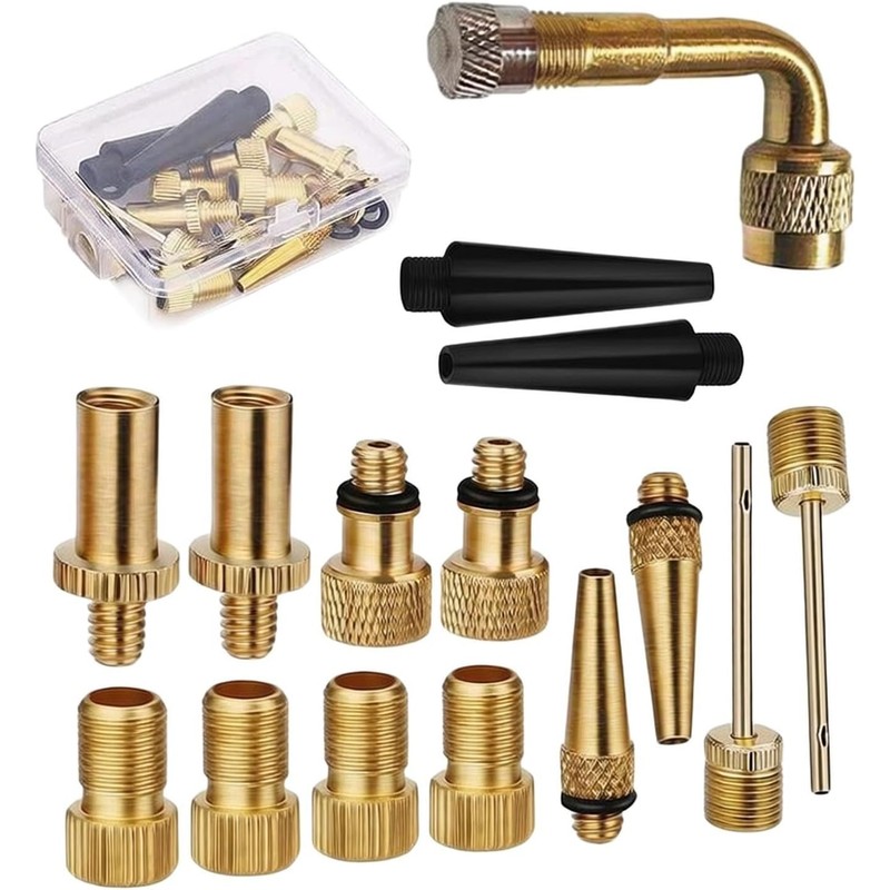 FABULETTA Kit 15 Adaptadores Válvula Bicicleta, Cobre SV DV AV