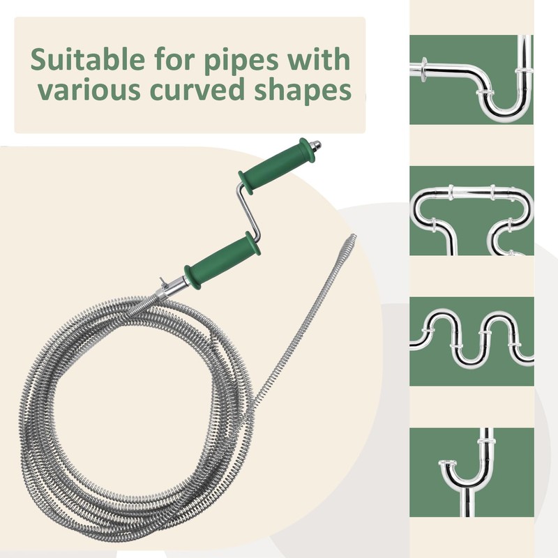 Asaiy Drain Unblocker Tool with Handle, Flexible Plumbing Snake, Professional