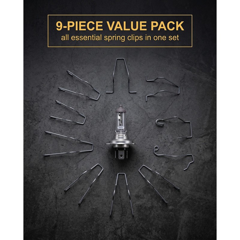 BTACGWP Set of 9 Headlight Spring Clip Set H1 H3