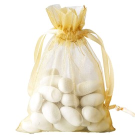 Balsa Circle 50 pcs 4x6-Inch Gold Organza Drawstring Bags - Wedding Party Favors Jewelry Pouch Candy Gift Bags