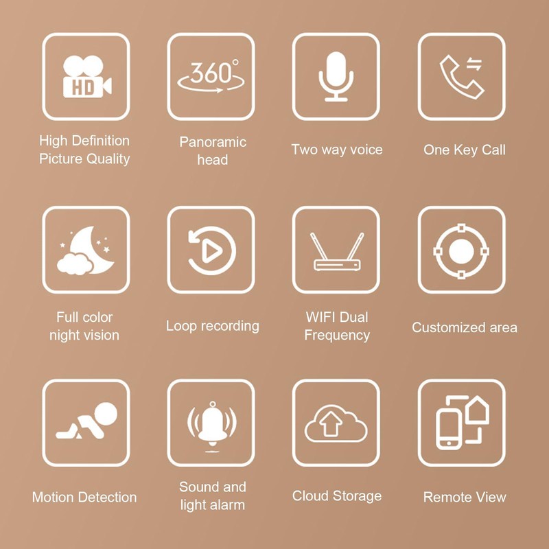 Indoor Security Camera, WiFi Camera with Phone App, 360° Pan