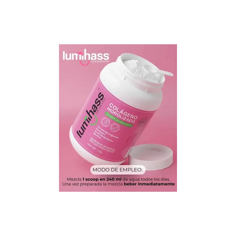 Colágeno Hidrolizado Lumihass Sabor Arándano Porciones Adicionado Omega Aguacate Magnesio