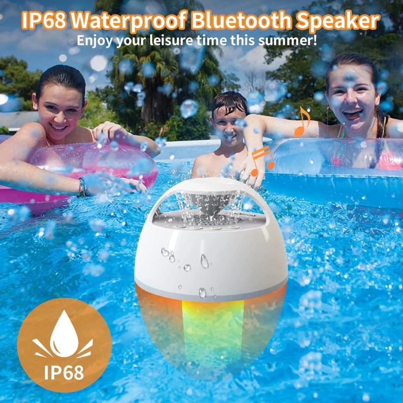 KingSom Floating Bluetooth Pool Speakers with Flame Lights,360° Surround Stereo