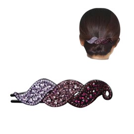 EZ PEACH Hair Clip, Large, Side Barrette, Hair Clip, Firm, Strong Hold, Simple Hair Accessory, Easy to Hair, Sparkle, Elegant, Hair Arrangement, Hair Ornament, Tail Clip (Purple)