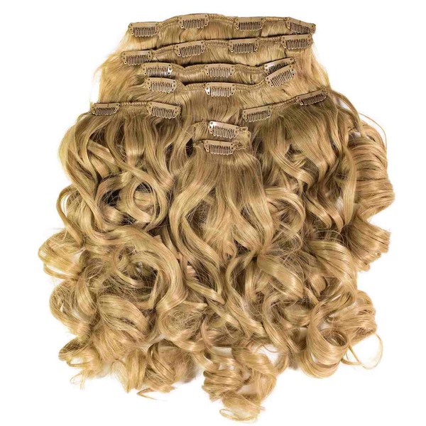 Hair2Heart 130g Clip In Wavy Synthetic Hair Extension, Blonde (Pack