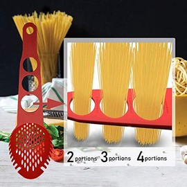 Yuemsh Nylon Spaghetti Server Non-Stick Pasta Fork Slotted Spoon Food Strainer with Spaghetti Measure Tool Strainer Ladle