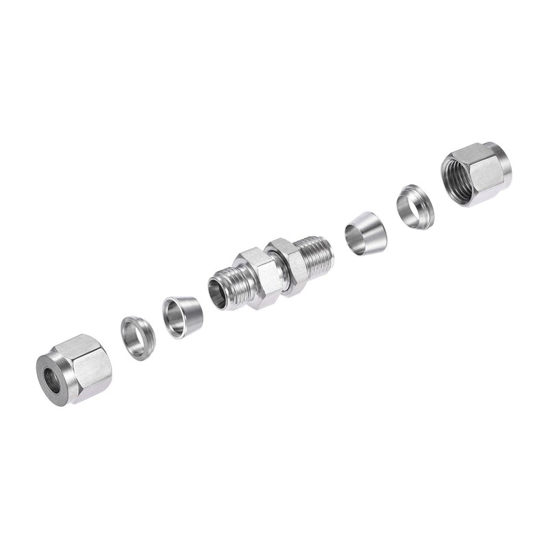 sourcing map Compression Tube Fitting 1/4" Tube OD x 1/4"