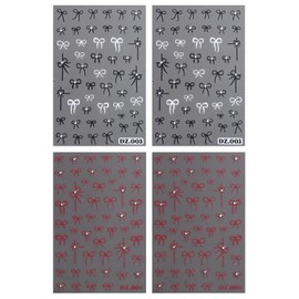JMEOWIO 4 Sheets Colorful Bow Nail Art Stickers Decals Self-Adhesive Nail Supplies Nail Art Design Decoration Accessories