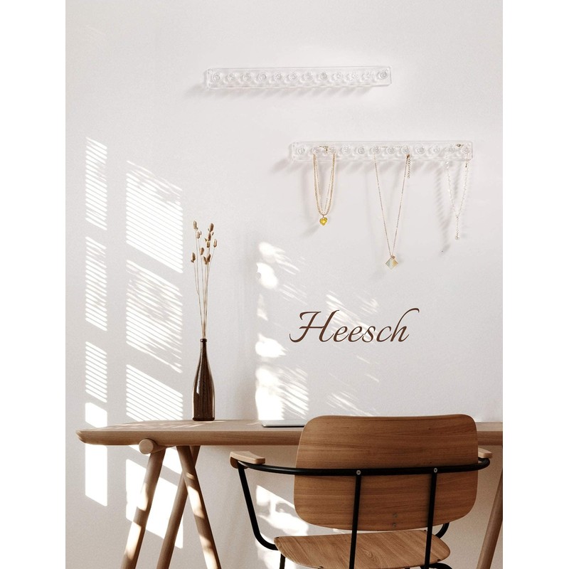 Heesch Necklace Hanger, Acrylic Necklace Organizer Wall Mount Necklace Holder,