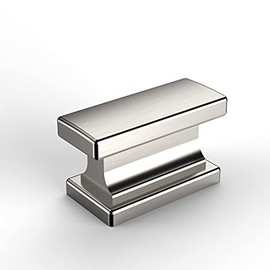 Amerdeco 10 Pack Brushed Satin Nickel Cabinet Knobs 1.46 Inch(37mm) Single Hole Cabinet Handles Rectangle Dresser Knobs Drawer Knobs and Pulls for Bathroom Cabinets