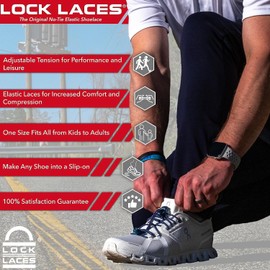 Lock Laces - Cordones elásticos sin Atar, Talla 1 para Todos los niños y Adultos, agujetas de Zapatos sin Atar, Tenis