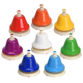Facmogu Desk Bells, 8 Notes Diatonic Metal Hand Bells, Rainbow Music Bells, Musical Learning Teaching Percussion Instrument, Holiday Birthday Gift