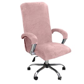Velvet Office Chair Cover with Arm Covers Stretch Computer Desk Chair Covers Universal Boss Swivel Chair Covers Gaming Chair Covers (Pink,Medium)