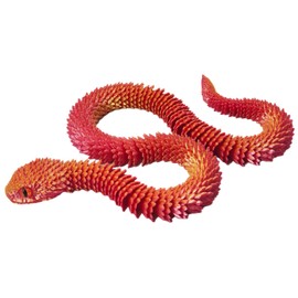 GemmiCho 3D Printed Snake, 3D Printed Fidget Toys Snake, 3D Printed Movable Animals, 3D Printed Toys, Home Office Decor Executive Desk Toy (Red Goden)