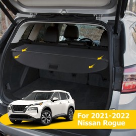 AUXMART Cargo Cover for Nissan Rogue 2021 2022 Cargo Rear Waterproof Trunk Cover Retractable Shielding Shade