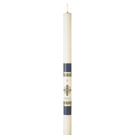 CB Church Supply Will & Baumer Hand Crafted Alpha Omega Beeswax Paschal Candle with Nails, No 2, Navy & Gold