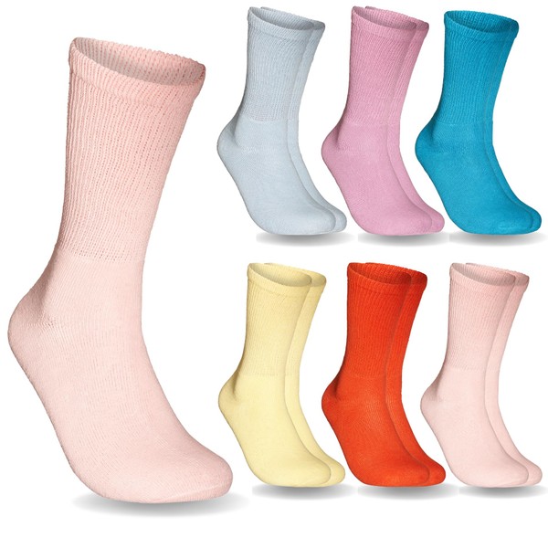 Special Essentials - 6 pares de calcetines para diabéticos y circuladores sin ataduras para hombres y mujeres, algodón cómodo y suave que absorbe la humedad, surtido, Variado, Large-X-Large