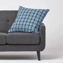 HOMESCAPES - 100% Cotton - Black Watch Tartan Check - Large Cushion Cover- 60 x 60 cm Square - 24 x 24 Inches - Scottish Green Black - 100% Cotton sofa Cushion Cover - Washable