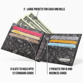 SUPERVEK Van Gogh Starry Night Stitched Tyvek Paper Mighty Wallet - Vegan Thin Tear & Water-Resistant Slim Wallet for men - Mens Credit Card Holder Small Wallet Gifts for Him - Bifold Wallets for Men