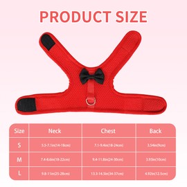 AIITLE Rabbit Harness and Leash Set with Cute Bow, Christmas Soft Breathable Mesh Vest Harness for Rabbits Kitten Ferret Puppy Small Pets Walking Supplies Red S
