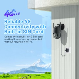 4G LTE Cellular Security Camera No WiFi Needed for Outdoor Indoor Use, Plug-in Powered, Pan-Tilt Dome with Motion Alerts, Two-Way Audio, Color Night Vision, Unlimited Data Plan with Built-in SIM Card