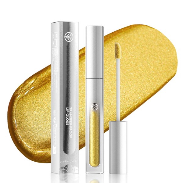 EONFAVE Lippenstift Gold, Glitter Lip Gloss, Diamond Shine Goldener Lippenstift,