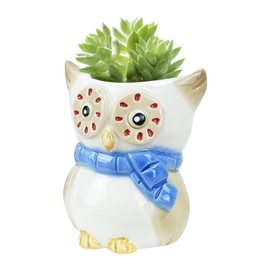 JOBVERT Cute Animal Succulent Pots with Drainage,Ceramic Animal Planters,Small Flower Pots for Home Decor (Owl1)