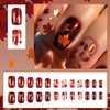 24Pcs Fall Press on Nails Medium Square Autumn Maple Leaf
