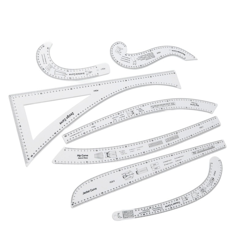 7Pcs Sewing Ruler Tailor Set Clear High Accuracy Scale Fashion