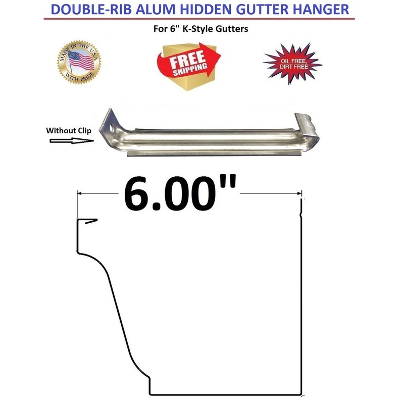 Double Rib (100) 6" Aluminum Hanger No Clip for K-Style