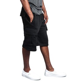 G-Style USA Men's Solid Fleece Heavyweight Cargo Shorts FS76 - Black - 2X-Large