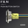 FILN 1 x 40 mm Push Button Switch Momentary Waterproof