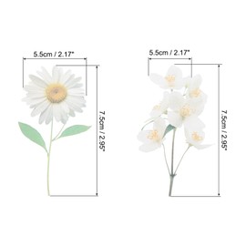 PATIKIL Transparent White Daisies Flower Vinyl Stickers, 80 Sheet Waterproof PET Flowers Decals Floral Stickers for Scrapbook Journaling Crafts DIY Water Bottles, White