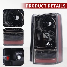 Mayello Black Chrome Housing Tail Lights Rear Lamps Fit For 2009-2015 Honda Pilot Pair